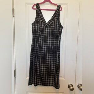 Michael Kors Black and White Grid Midi Dress